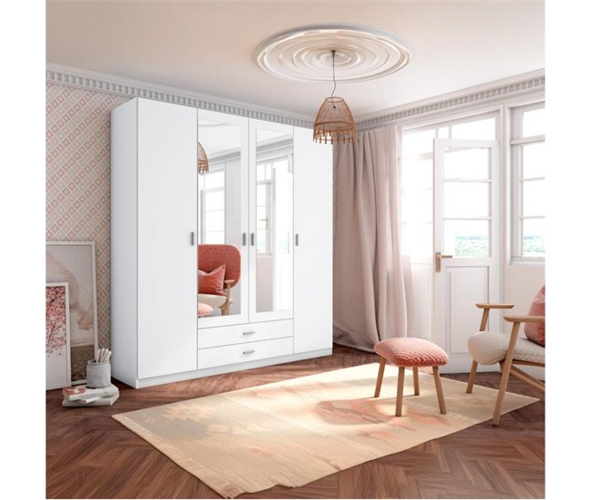 Armario Roma  puertas abatibles con  cajones 198 Blanco