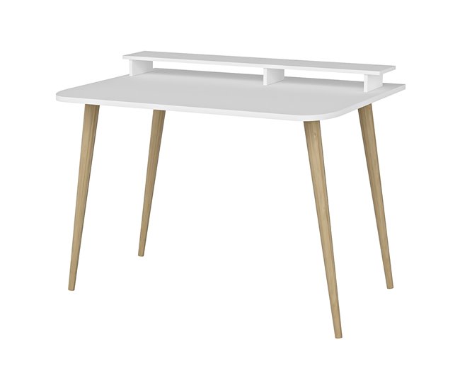 Escritorio Östhammar Con Soporte Para Monitor Aglomerado Blanco