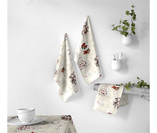 LOTE DE 2 PAÑOS DE COCINA DE NAVIDAD XMAS DAYS Blanco