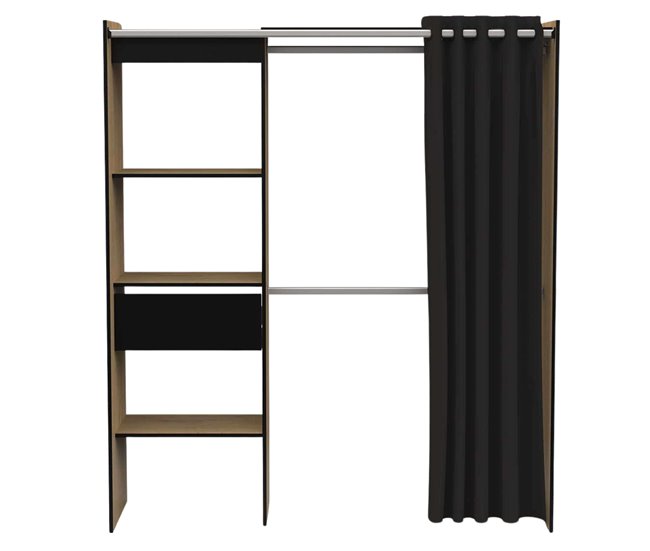 Armario Extsible con Barras y Cajón Negro/ Madera