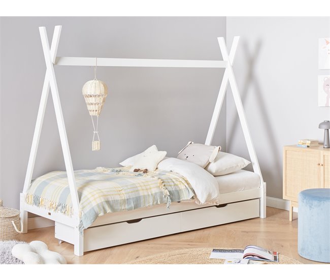 Beliani Conjunto de 2 cajones de cama Madera de pino CRONAT Blanco