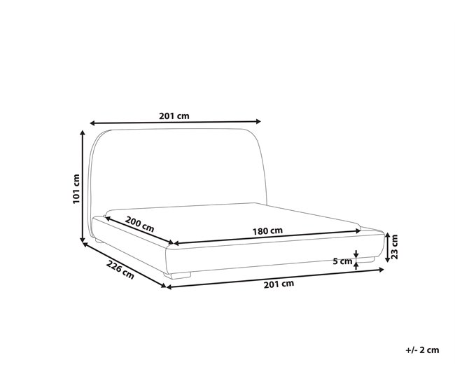 Beliani Cama con somier Poliéster ROISEL 201x226 Crema