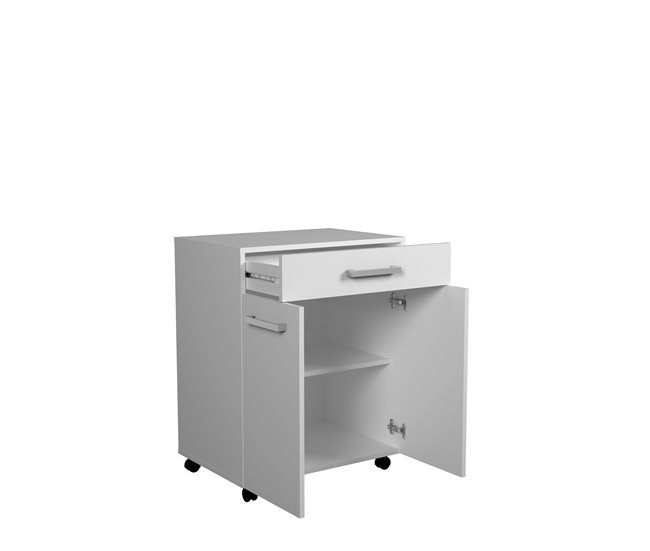 Carrito microondas UNO de 60cm 2 puertas y 1 cajón blanco mate Blanco