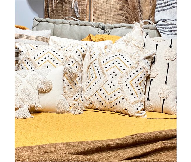 Funda de cojín de algodón Jengui Blanco