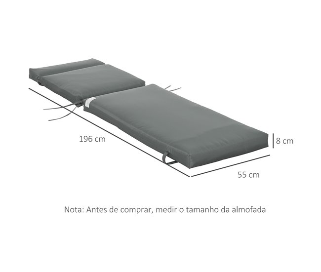 Cojines para Tumbona Poliéster Outsunny Gris