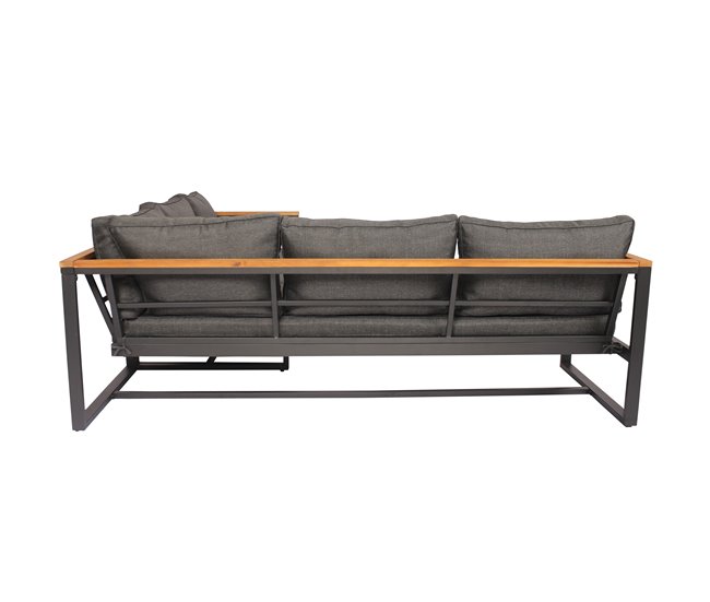 Set de jardín BRISA con 2 sofás y 1 mesa color gris y roble Gris/ Madera