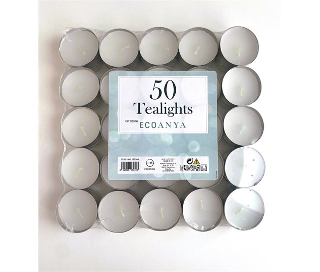 Vela TEALIGHT Blanca 50 piezas marca ECONYA  Blanco