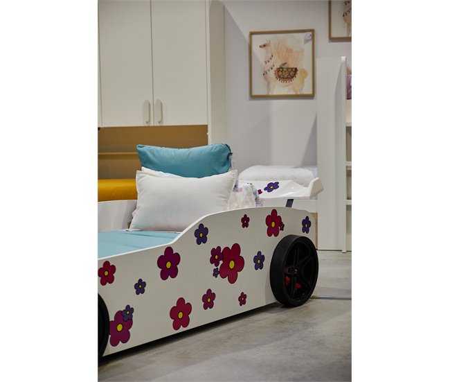 Cama coche 90X190 HAWAI con Led´s en frente Blanco