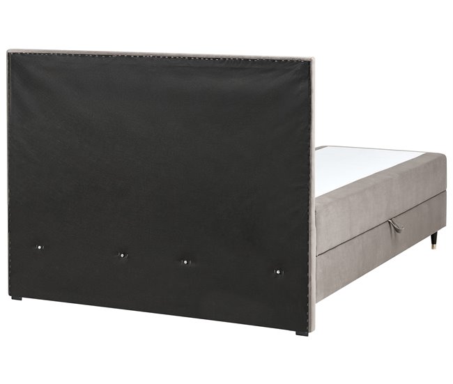 Beliani Cama continental con almacenaje Terciopelo DAME 162x207 Crema