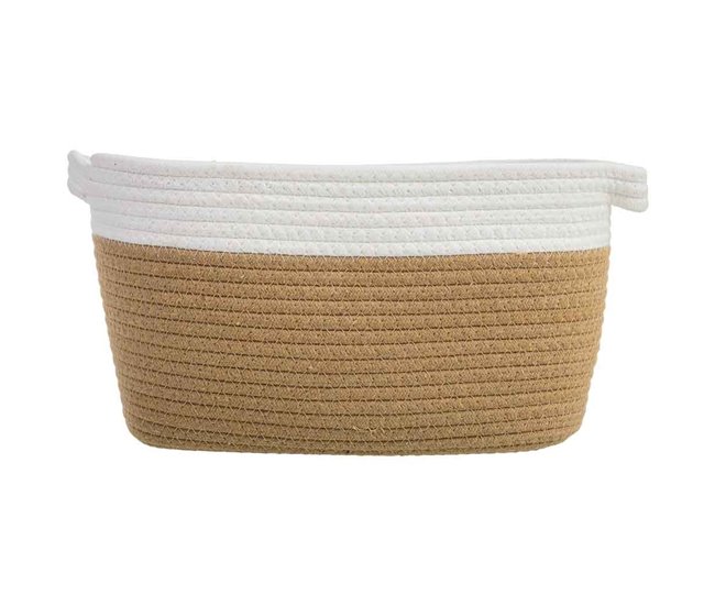 Cesto trenzado de cuerda de algodón Blanco