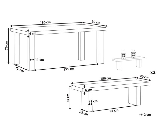 Beliani Conjunto de comedor TARANTO Gris
