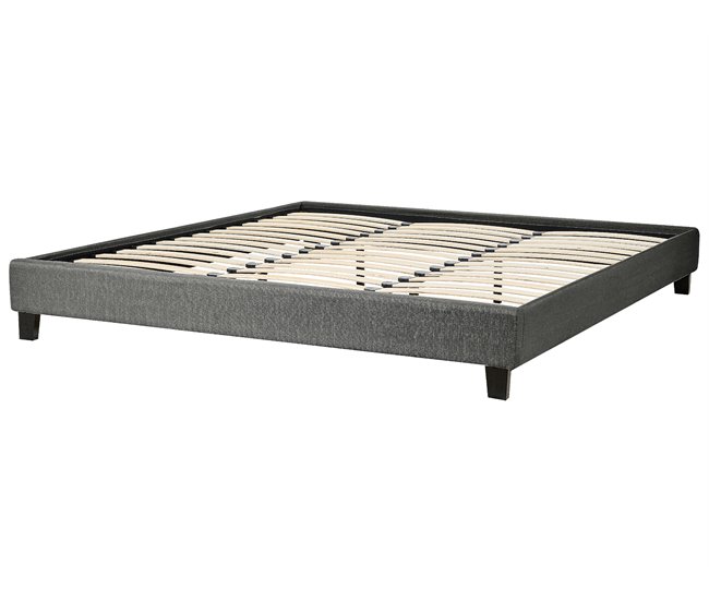 Beliani Cama con somier Poliéster ROANNE Gris