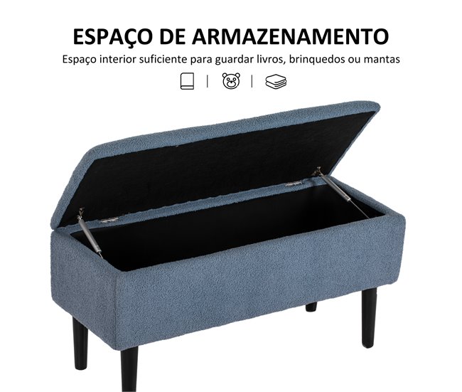 Baúl de Almacenaje Poliéster, Espuma, Madera Goma HOMCOM 38x95 Gris