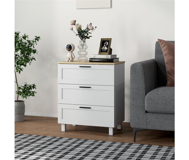 Cómoda Melamina de Madera, MDF HOMCOM Blanco