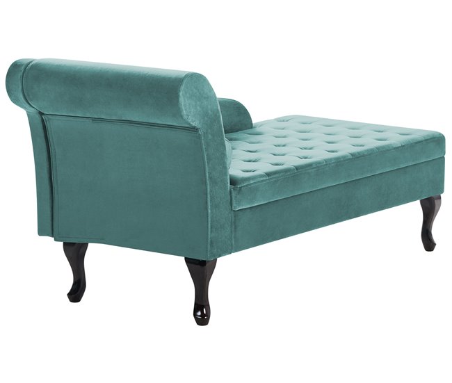 Beliani Chaise longue Terciopelo PESSAC Azul/ Verde