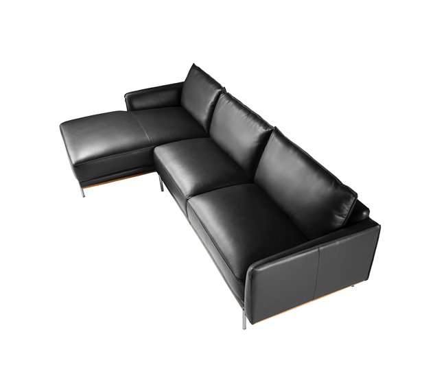 ANGEL CERDÁ Sofá chaise longue izquierda piel Negro
