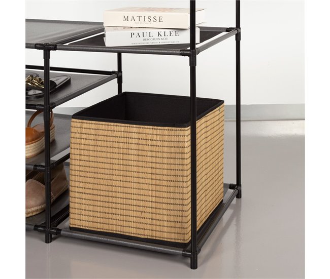 Max Home Armario abierto 4 estantes de tela Negro/ Madera