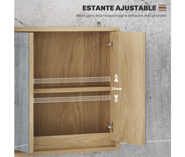 Armario con Espejo MDF, Melamina de Madera HOMCOM, hogar - baño Marron