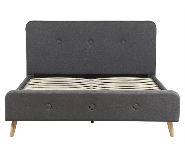 Beliani Cama con somier Poliéster RENNES II Gris Oscuro