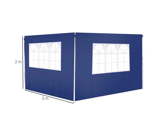 2 Paredes Parte Laterales Tela Oxford Outsunny 300x200 Azul