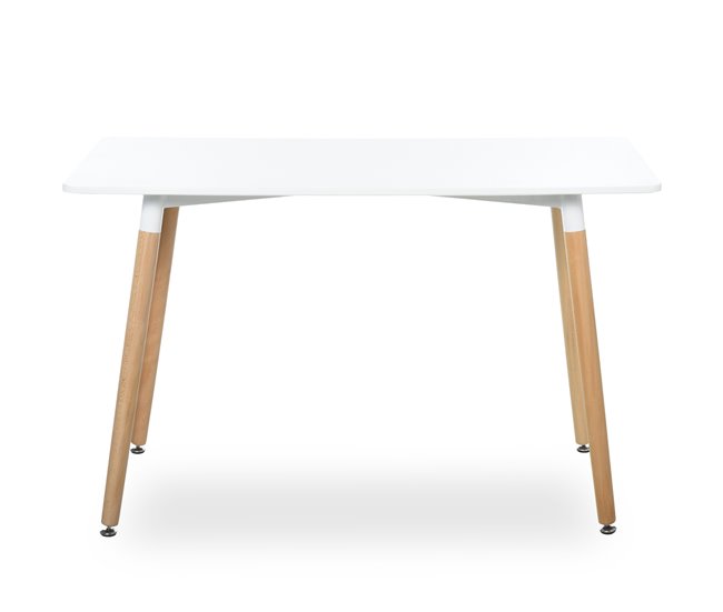 Mesa de Comedor Metal, Tablero de MDF de Grado E1, Madera de Haya 120x60 Blanco