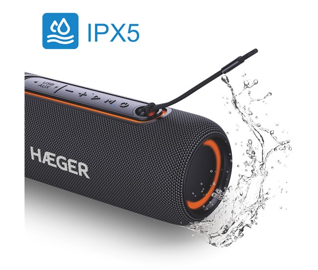Altavoz Bluetooth Portátil HAEGER Light Boom Negro