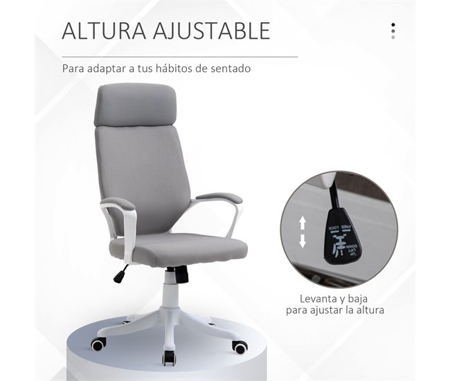 Silla de Oficina Poliéster, Espuma, Nylon, PP Vinsetto Gris