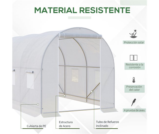 Invernadero de Túnel Metal, PE Outsunny Gris