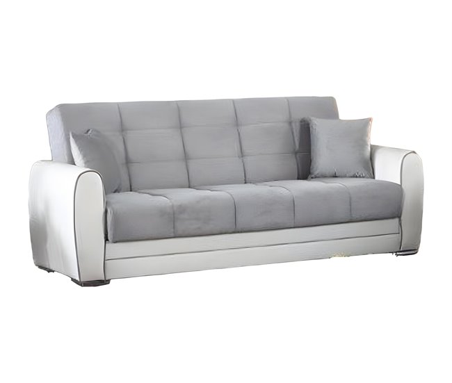 Sofá cama 3 plazas en tela Dgirou Blanco/ Gris
