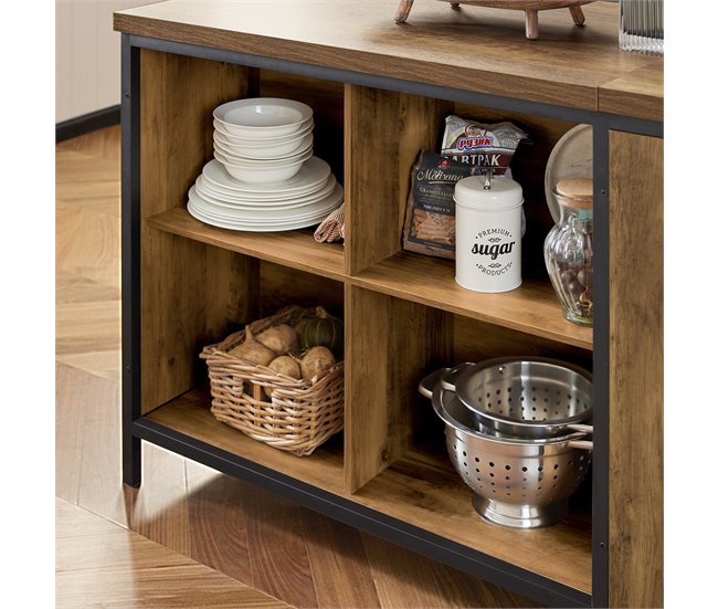 Aparador de Comedor con 2 Puertas 4 Compartimentos KNL01-F SoBuy Marron