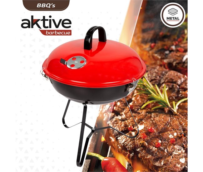 Barbacoa carbón con tapa Aktive Rojo