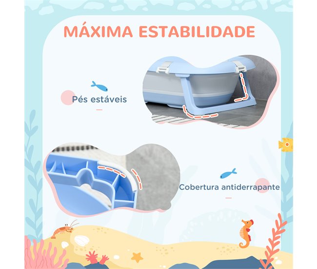 Bañera para Bebé PP, TPE, Espuma, Poliéster ZONEKIZ Azul