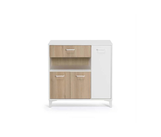Mueble Microondas FRESH DMF 2 Puertas roble y blanco Blanco/ Madera