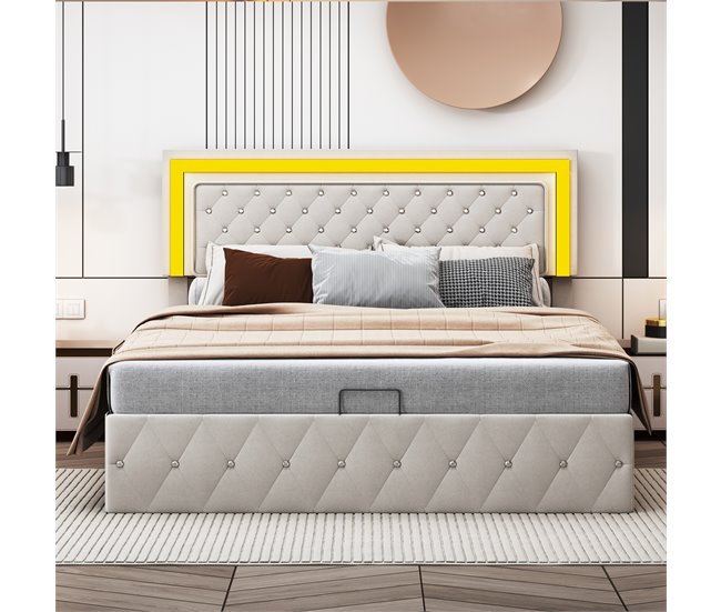 Cama con almacenamiento 200x180 Beige