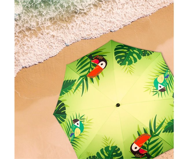 Aktive Sombrilla playa inclinable tropical UV40 c/funda Verde