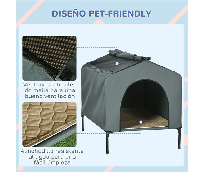 Caseta para Perros Tela Oxford, Acero PawHut 