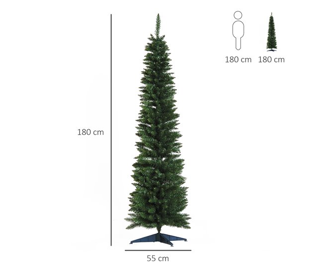 Árbol de Navidad Plástico, Metal HOMCOM Verde