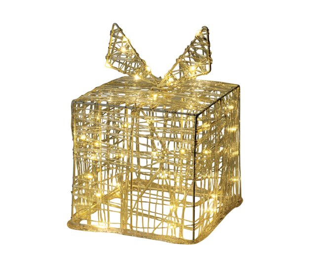 Caja de regalo Navideña decorativa con 30 micro LEDs Blanco