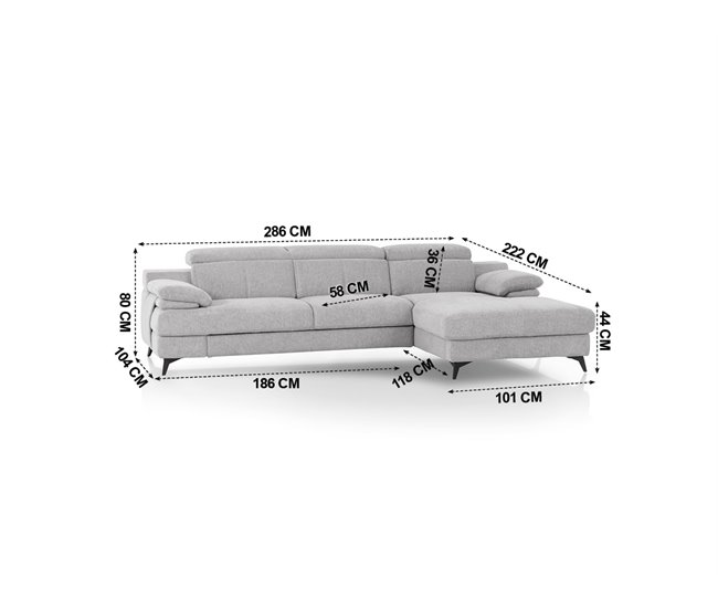 Chaise longue con cama TITUS Gris