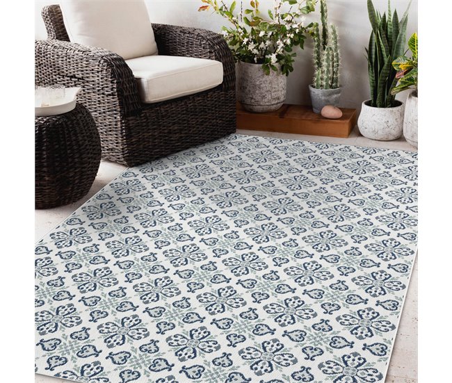 Alfombra de cuerda sisal COLOR Flores 80x150 Gris