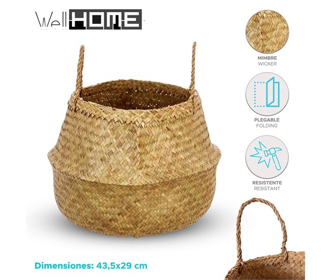 WELL HOME - Cesta plegable de caña natural Marron