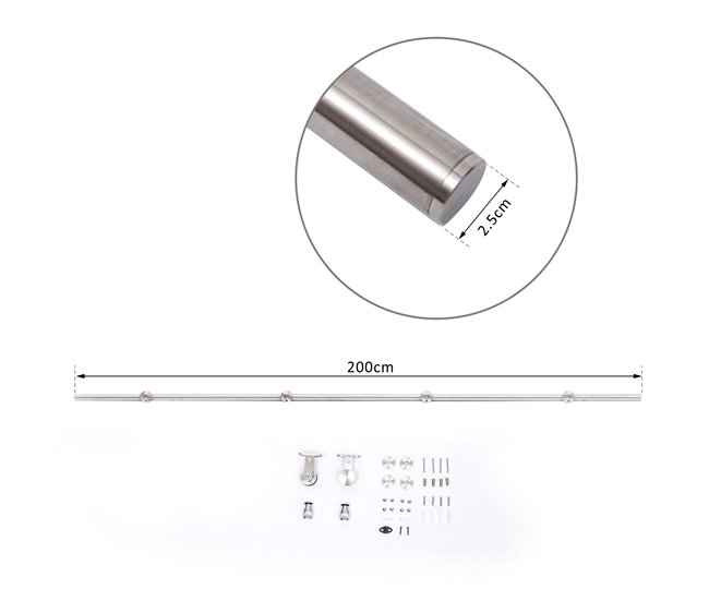 Kit Instalacion Puerta Corredera Acero Inoxidable HOMCOM 2 Plateado