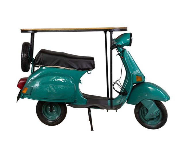 Barra botellero moto vespa de metal y madera Azul