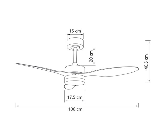 Ventilador de techo VALCANO con aspas y luz led blanco Blanco