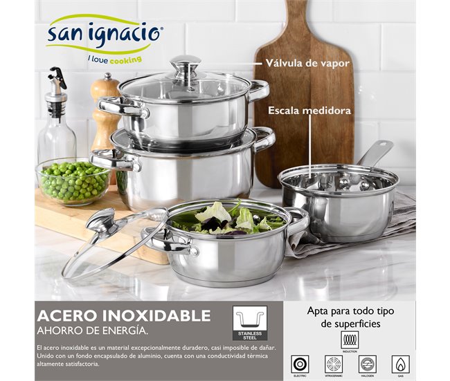Bateria de cocina 7 piezas con juego de sartenes Multicolor