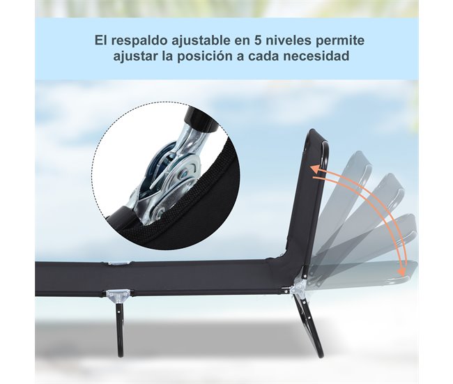 Tumbona Plegable Acero y Tela Oxford Outsunny Negro