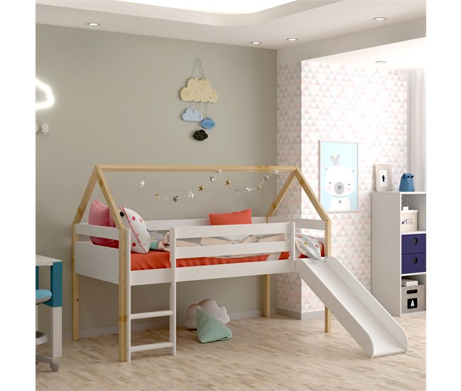 Cama casita tobogán Blanco