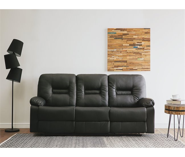 Beliani Sofá de 3 plazas Piel sintética BERGEN Marron