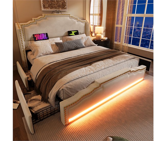 Camas de matrimonio 169x214 Beige