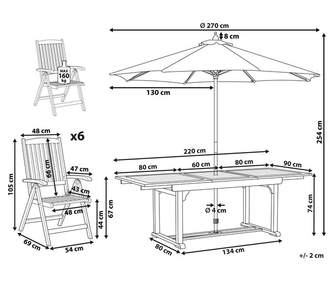 Beliani Conjunto de comedor JAVA Marron